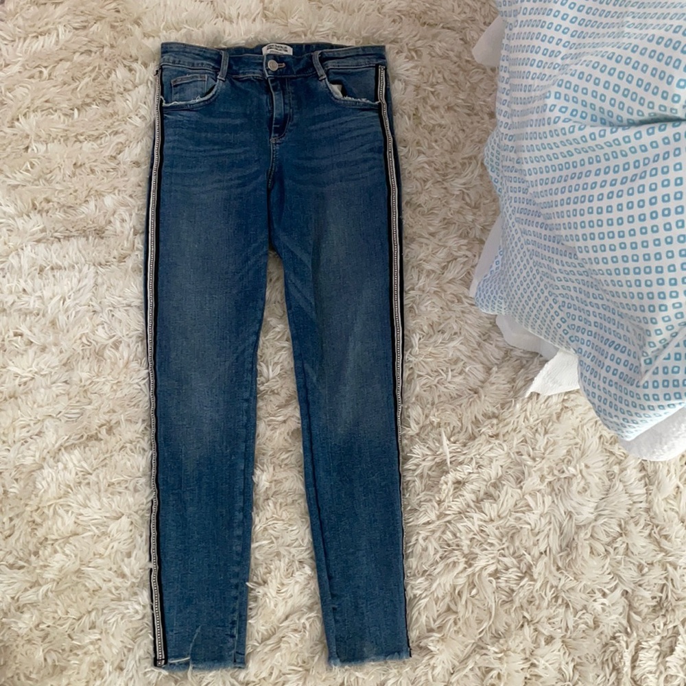 Zara blue jeans with studs on the side